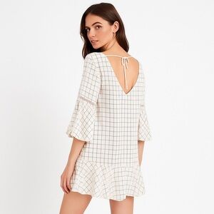 Sancia boho tunic dress relaxed grid check ivory S